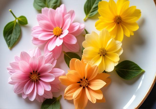 色鮮やかなエディブルフラワーの盛り合わせ