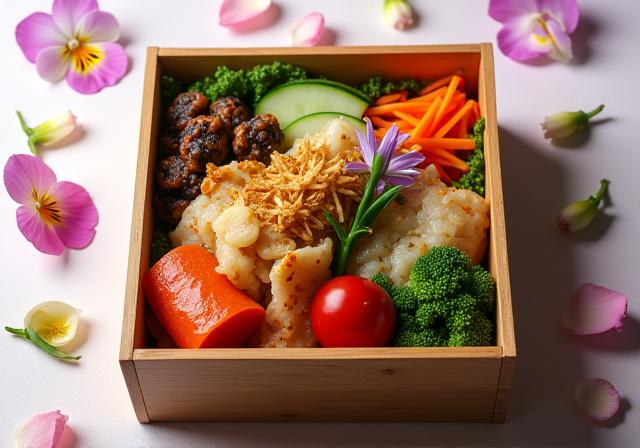 美しく盛り付けられたケータリングボックスのデリバリー